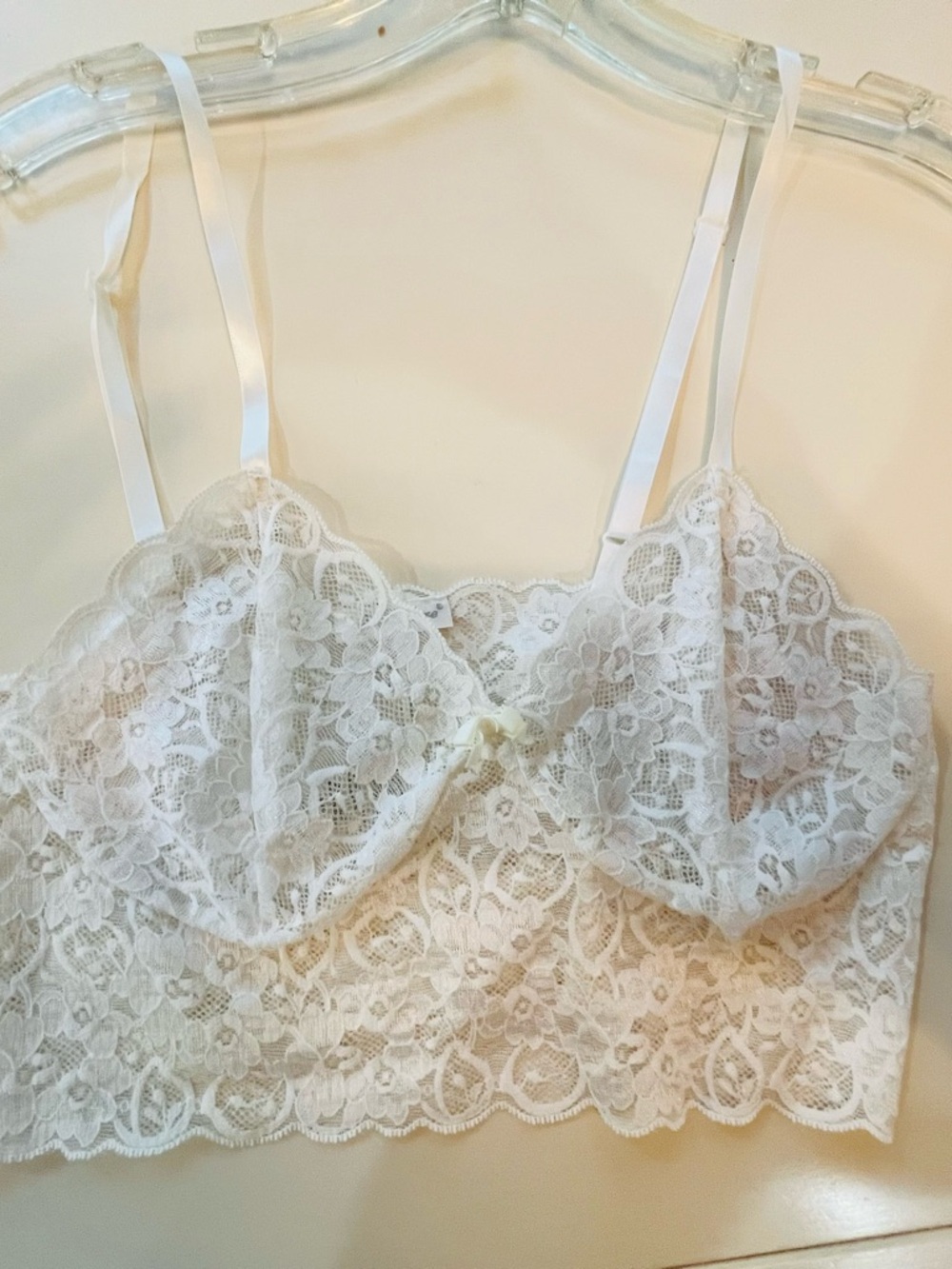 Delicate White Lace Bralette Camisole with Adjustable Straps